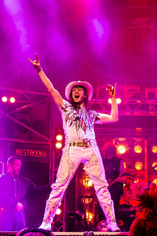 Kevin Clifton as 'Stacee Jaxx' in the UK Tour of Rock of Ages - credit Richard Davenport (8).JPG