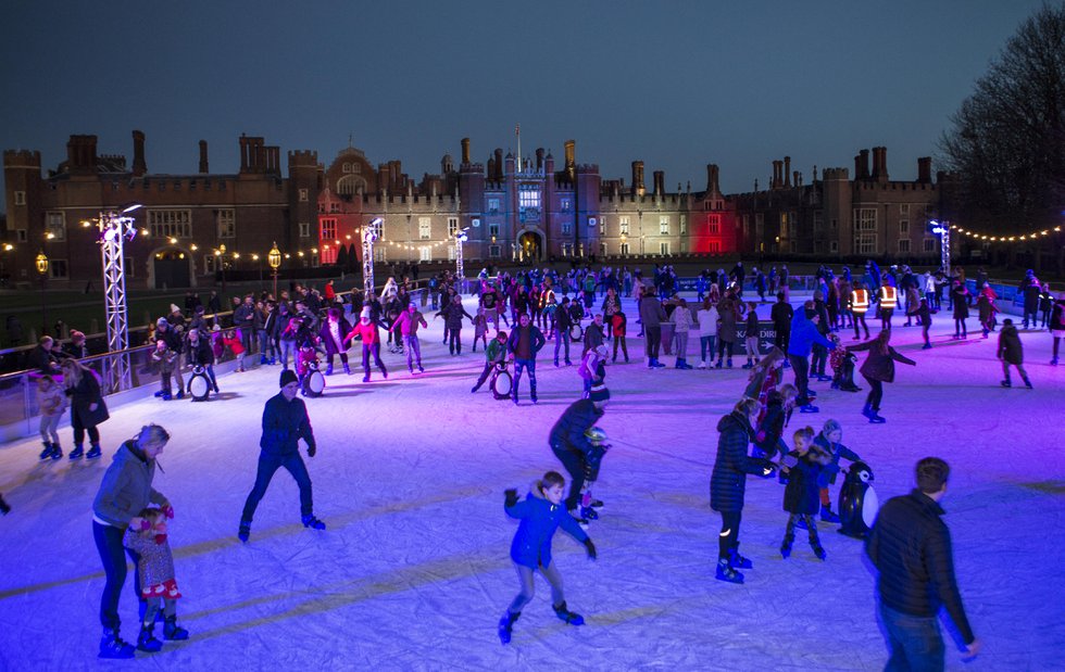 A festive nighttime skate at Hampton Court Palace Ice Rink.jpg