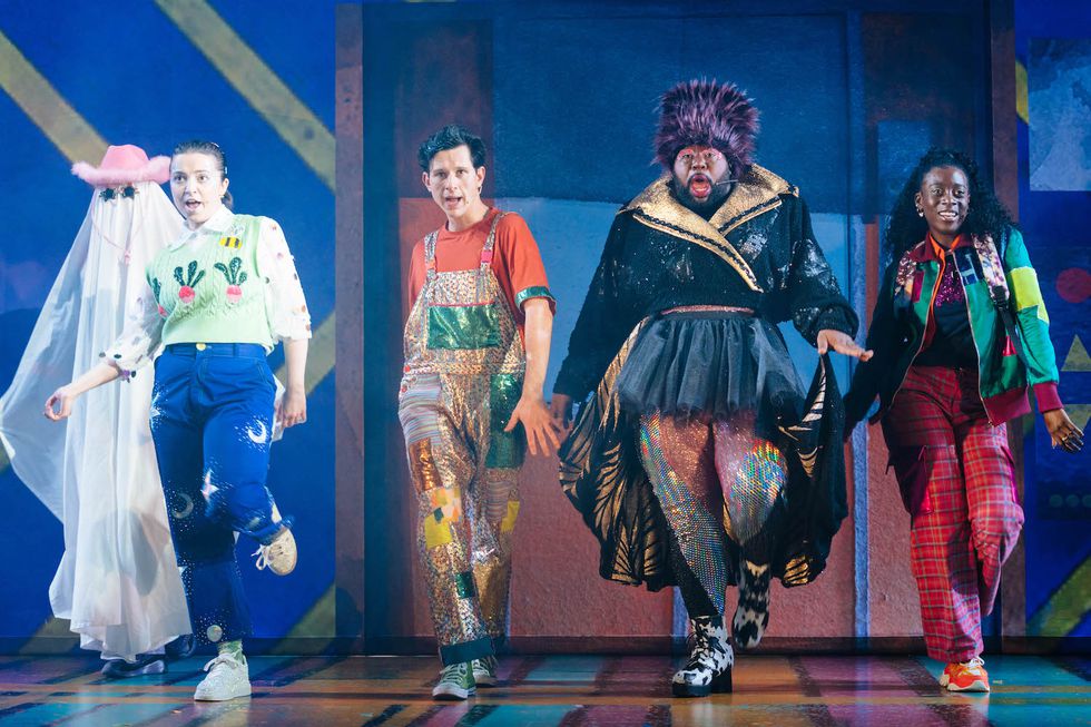 Maddison Bulleyment, Finlay McGuigan, Emmanuel Akwafo and Leah st Luce in Jack and the Beanstalk at the Lyric Hammersmith. Photo by Helen Murray..jpg