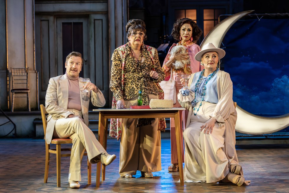 Billy Carter (Georges), Daniele Coombe (Mme.Renaud ), Debbie Kurup (Jaqueline) and Carl Mullaney (Albin). Photo Johan Persson..jpg