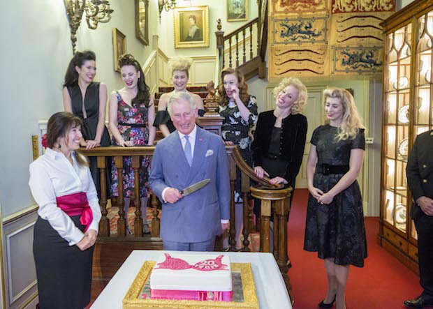 HRH The Prince of Wales cuts a special 20th Birthday cake for Walk the Walk with The Tootsie Rollers and charity founder and Chief Executive Nina Barough CBE copy.jpg
